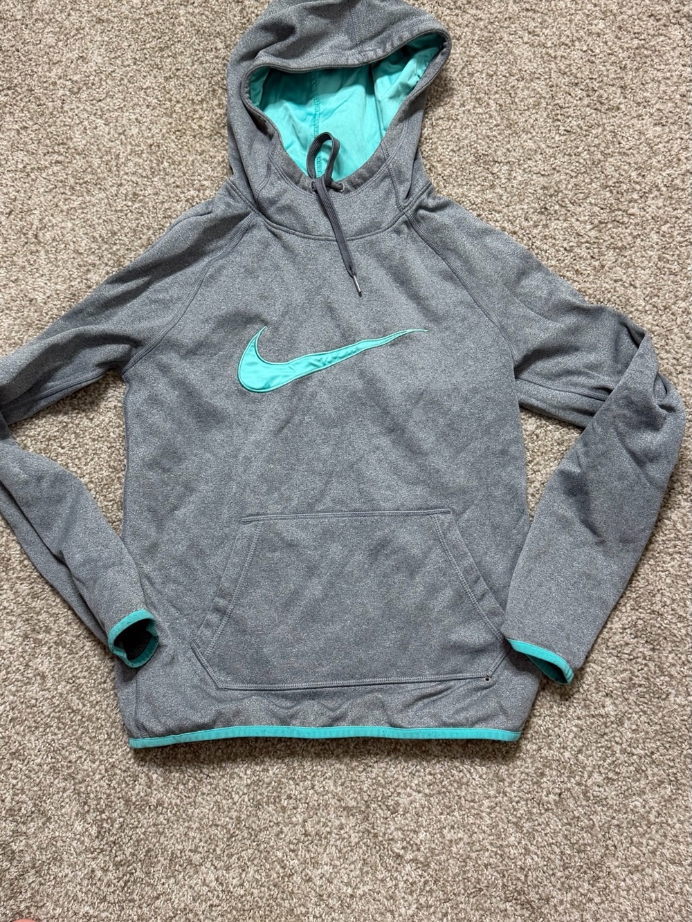 Nike Gray Hoodie with Teal Trim